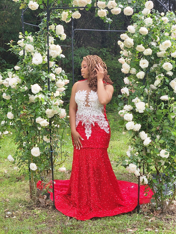 ladies plus size evening dresses Ever-Pretty Inclusive 2026 Sparkly and Shine Plus Size High-Low A-Line Front Slit Evening Dress main image 1