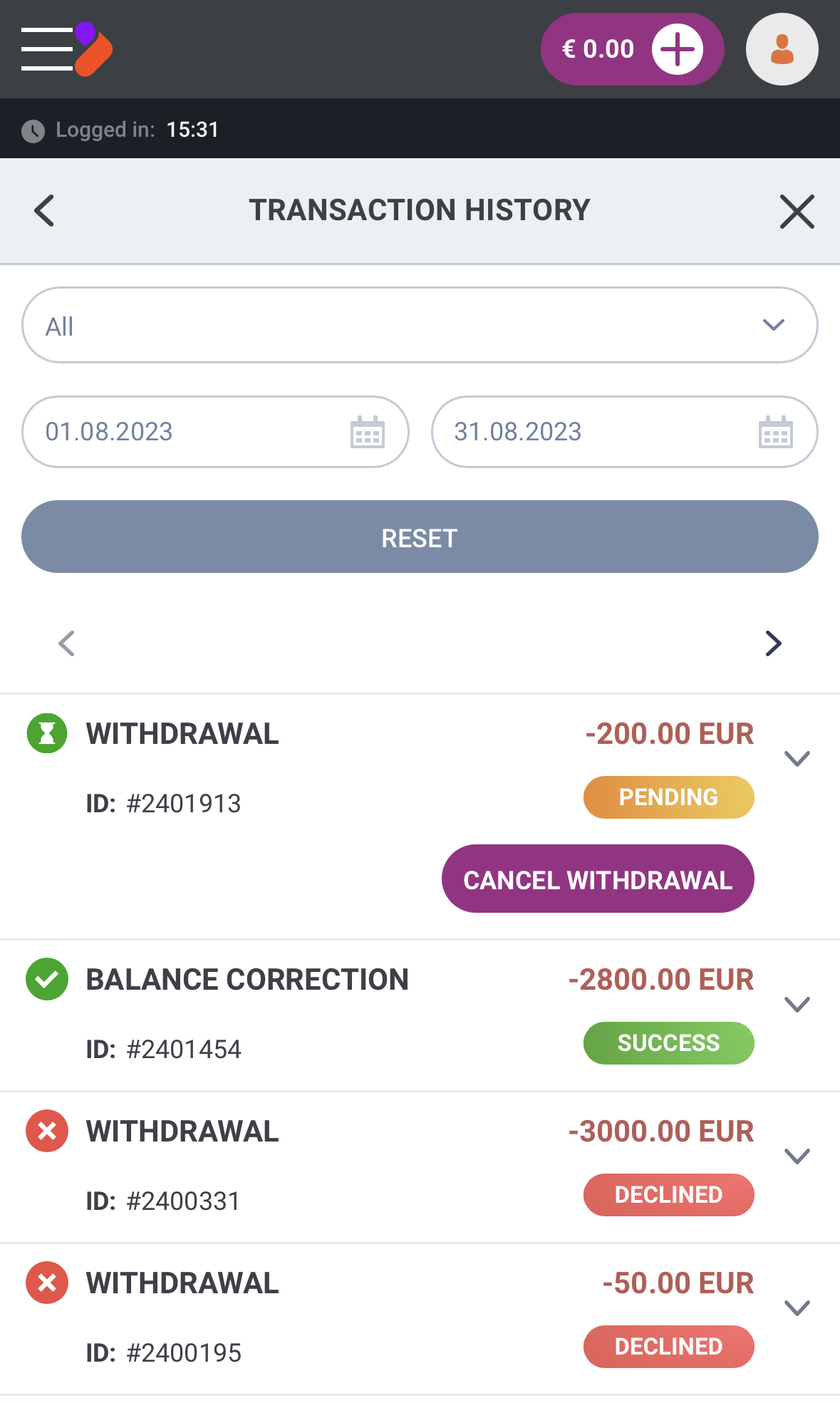 Tonybet App Oberfläche